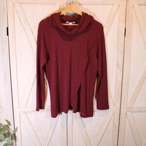 Christopher & Banks Women's Red Long Sleeve Cowl Neck Size L